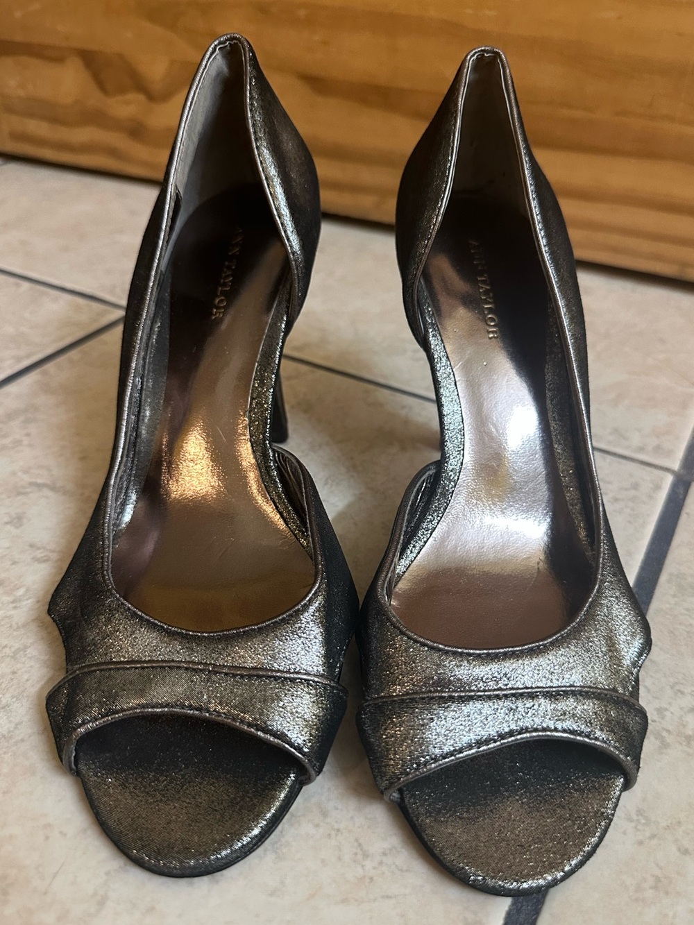 Shimmery Peep Toe Heels